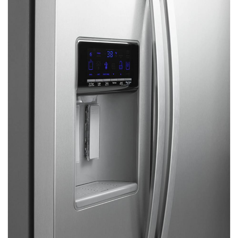 Whirlpool 26 cu. ft. Side by Side Refrigerator in Monochromatic Stainless Steel WRS586FIEM