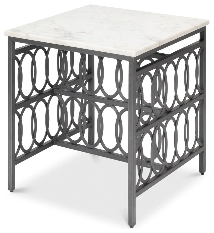 Olympia Square Side Table White Marble Top   Traditional   Side Tables And End Tables   by Sideboards and Things  Houzz