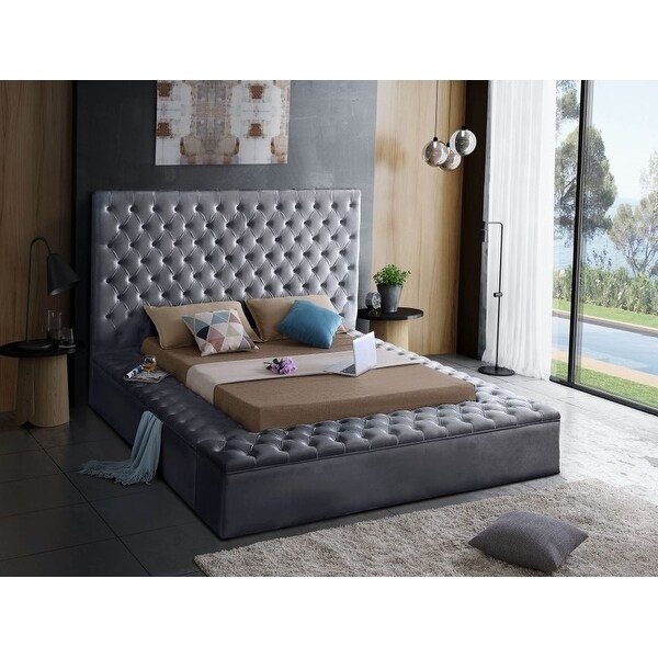 Lea Tufted Velvet Platform Bedframe with Storage