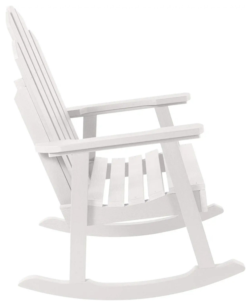 Patio Rocking Chair  Weatherproof Construction  ampSlatted Seat   Beach Style   Outdoor Rocking Chairs   by Decor Love  Houzz