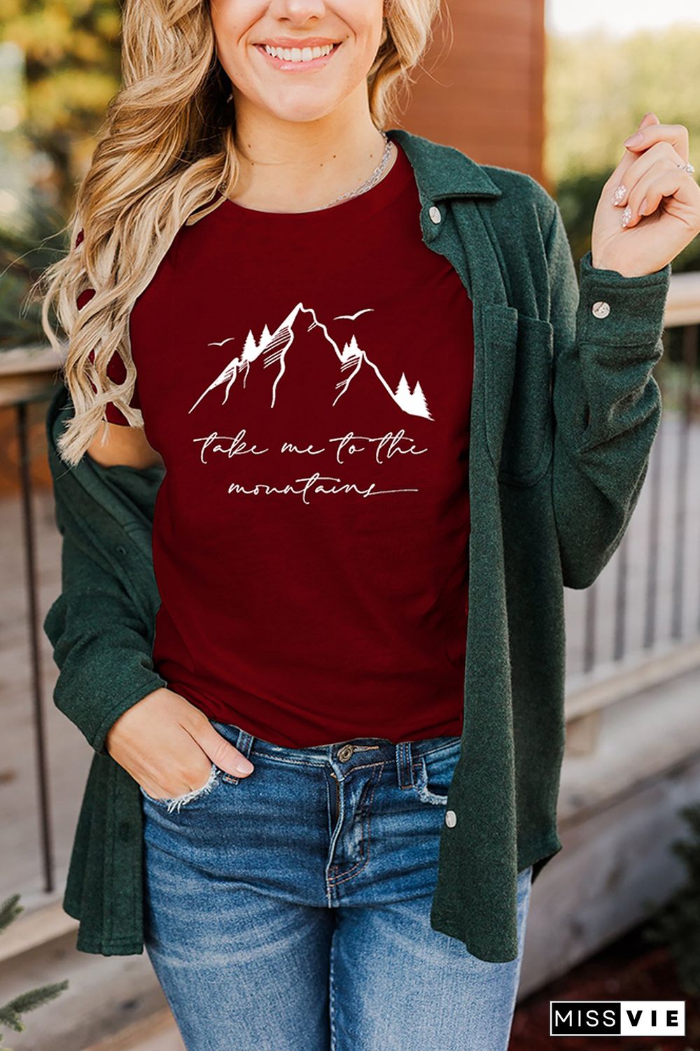 Take Me to the Moutains Graphic Tee Short Sleeve T-shirt Wholesale