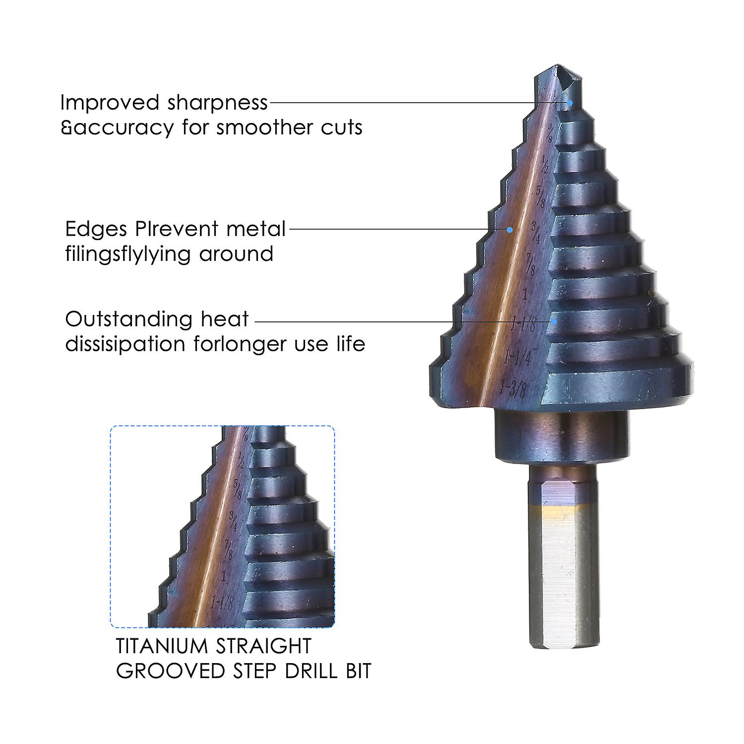 50 Sizes Hss Step Drill Bit Set With Automatic Center Punch And Aluminum Case Multiple Hole Titanium Straight Grooved Step Drill For Metal Wood Plasti