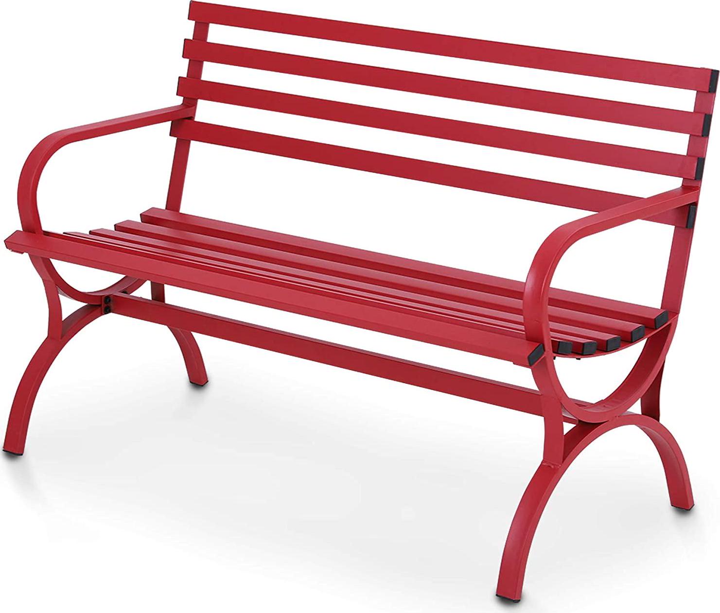 MF Studio Outdoor Durable Steel Bench  Red