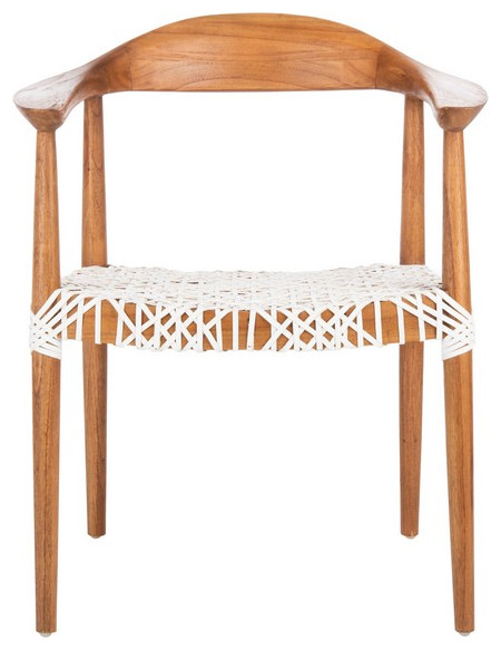 Helen Leather Woven Arm Chair White Leather   Transitional   Armchairs And Accent Chairs   by Peachtree Fine Furniture  Houzz