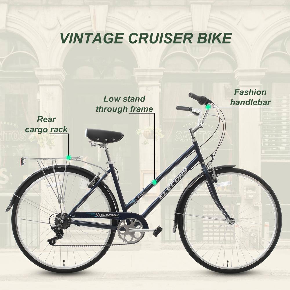 27.5 in. Cruiser Bike V-BrakeCoaster Brake Beach Casual Commuter Hybrid Cruiser Bike for Men and Women in Blue CX324CB-BL