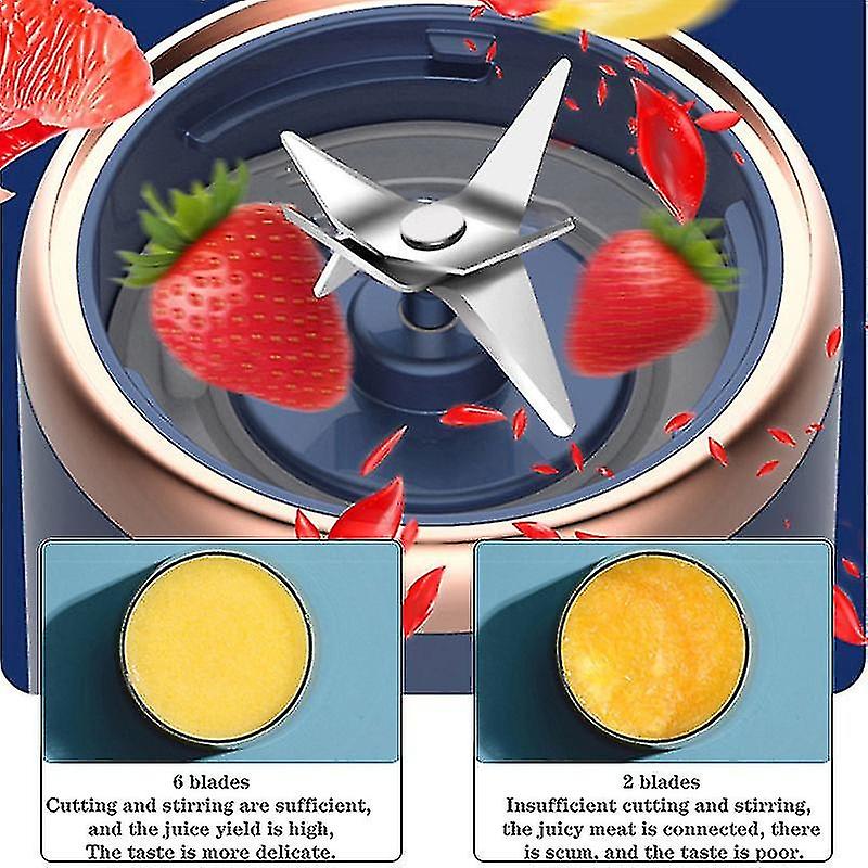 Portable Fruit Juicer For Outdoor Travel 6 Blades Juicer Cup Juicer Fruit Juice Cup Usb Charging