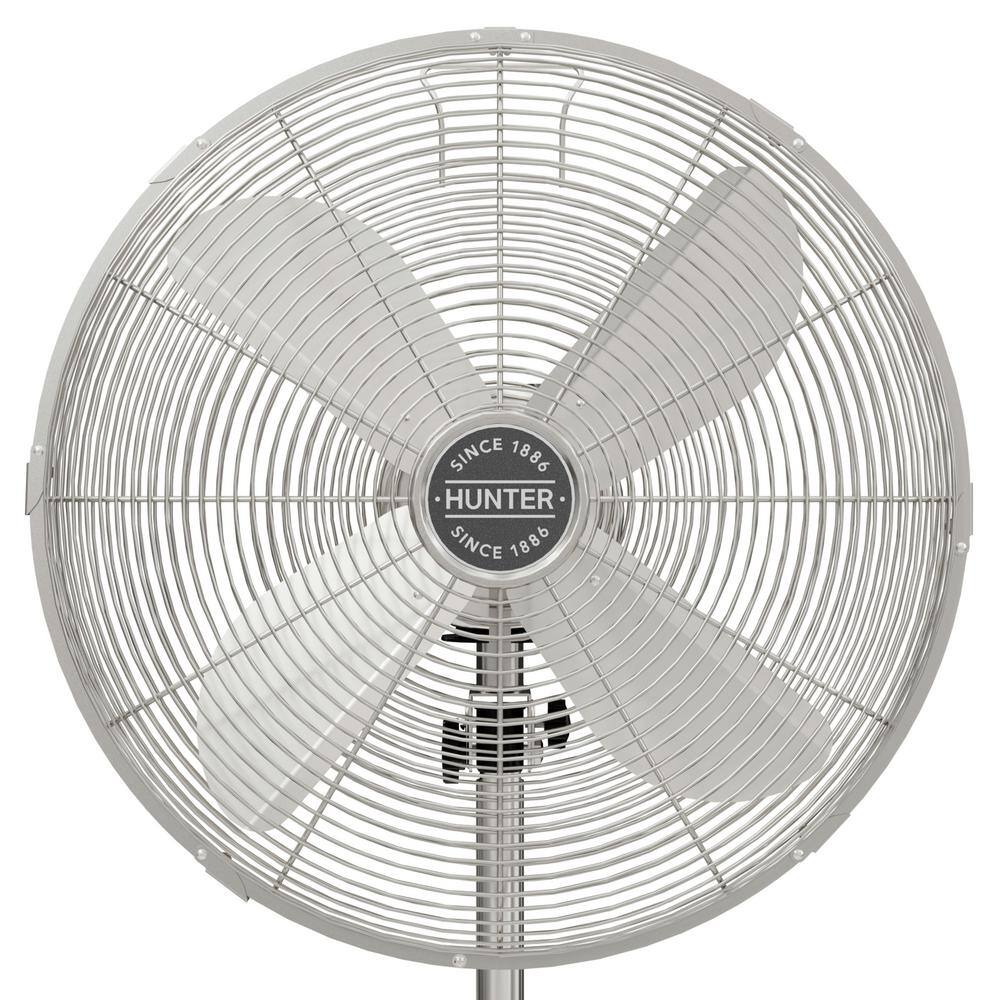 Hunter Classic 16 in. 3-speed Pedestal Fan in Brushed Nickel with Non-slip Base and Easy-Carry Handle 97317