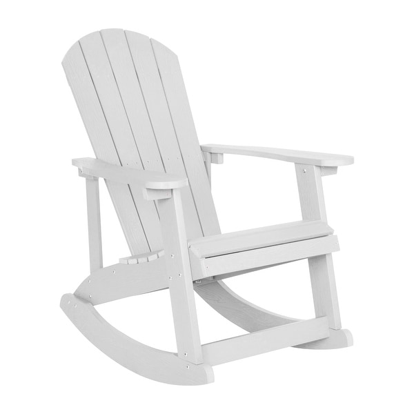 Set of 2 Poly Resin Adirondack Rocking Chairs with 1 Side Table