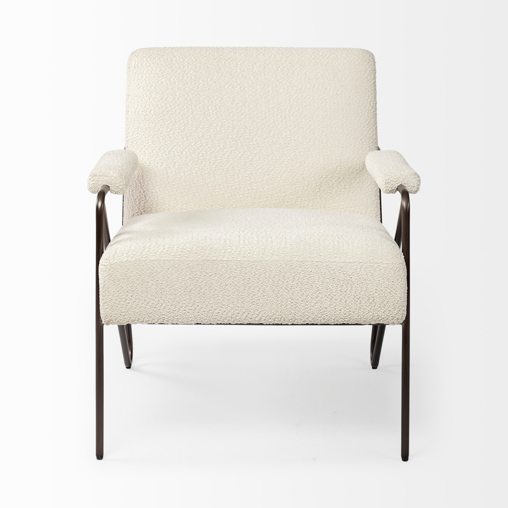 Vicunya Cream Fabric w/ Dark Gray Metal Frame Accent Chair   Midcentury   Armchairs And Accent Chairs   by Mercana  Houzz