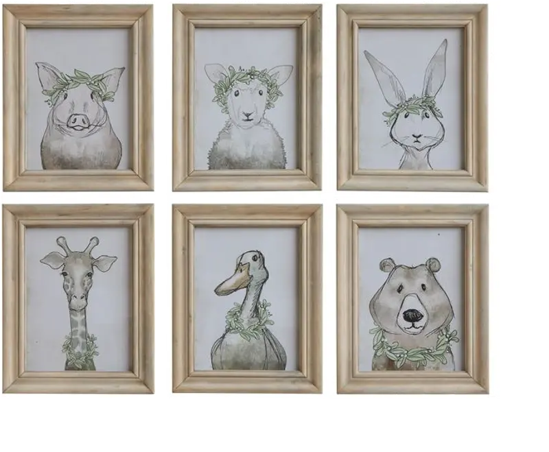 Assorted Animal Wood Framed Wall Art