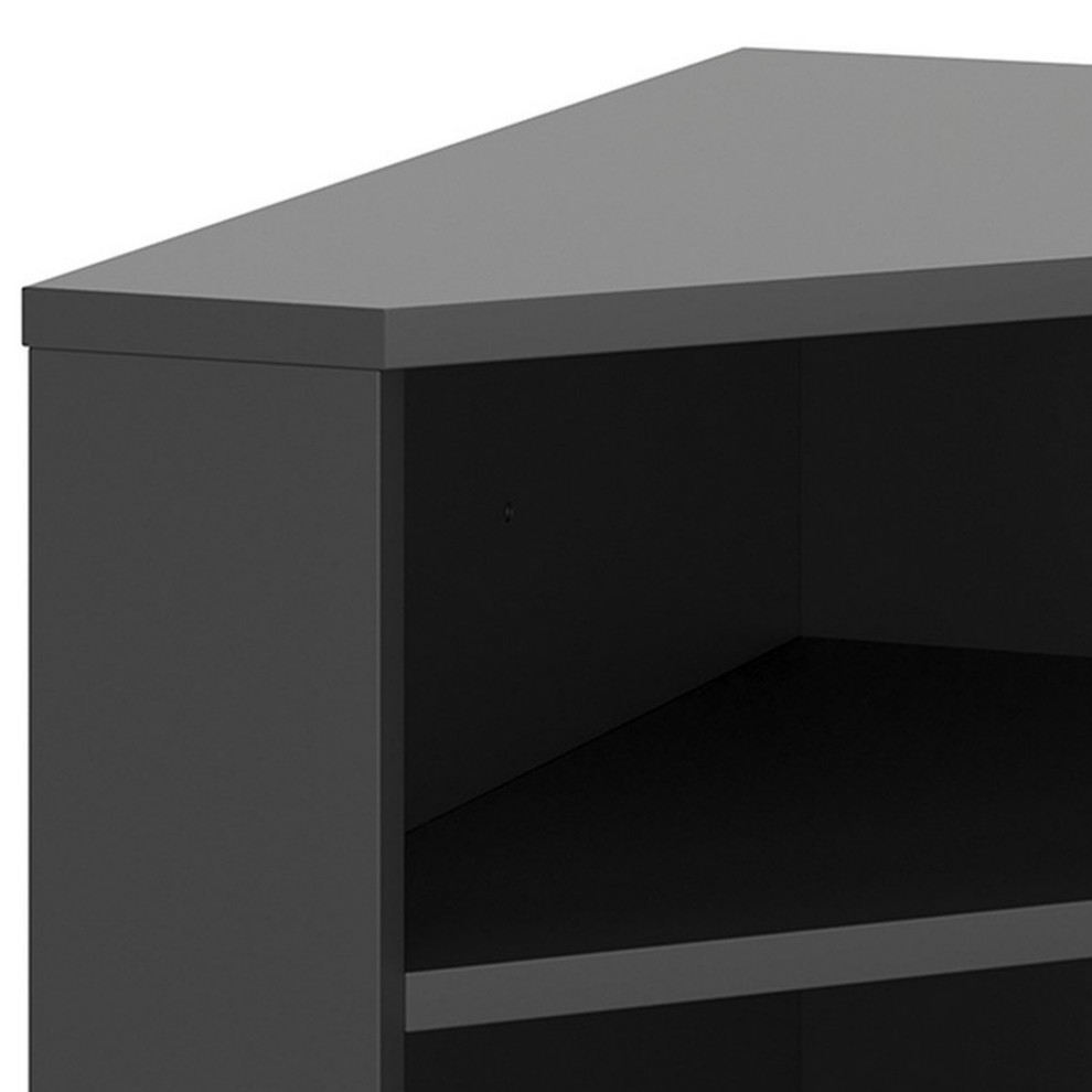 Tio 29 quotCorner Bookcase Console With 2 Shelves  Triangle Shaped  Black   Transitional   Bookcases   by VirVentures  Houzz