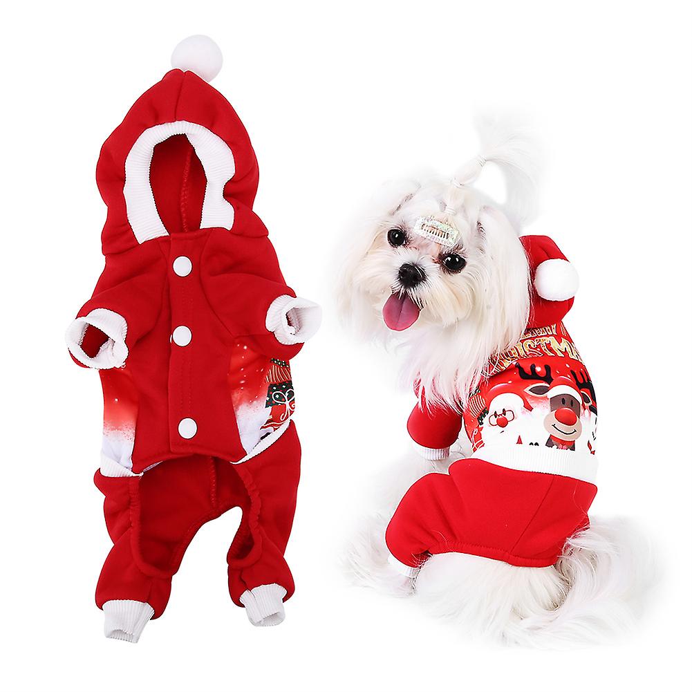 Fashionable Hooded Pet Costume Dogs Parties Christmas Clothes Warm Winter Coat For Xmas(l)