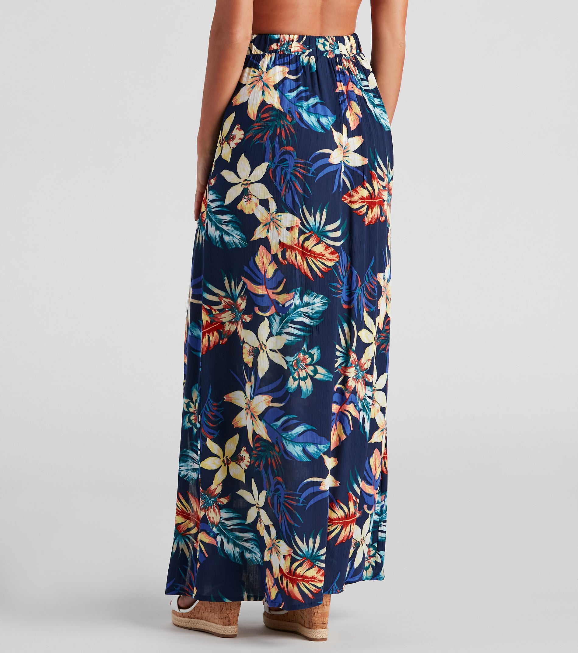 Cancun Vacay Tropical Slit Maxi Skirt