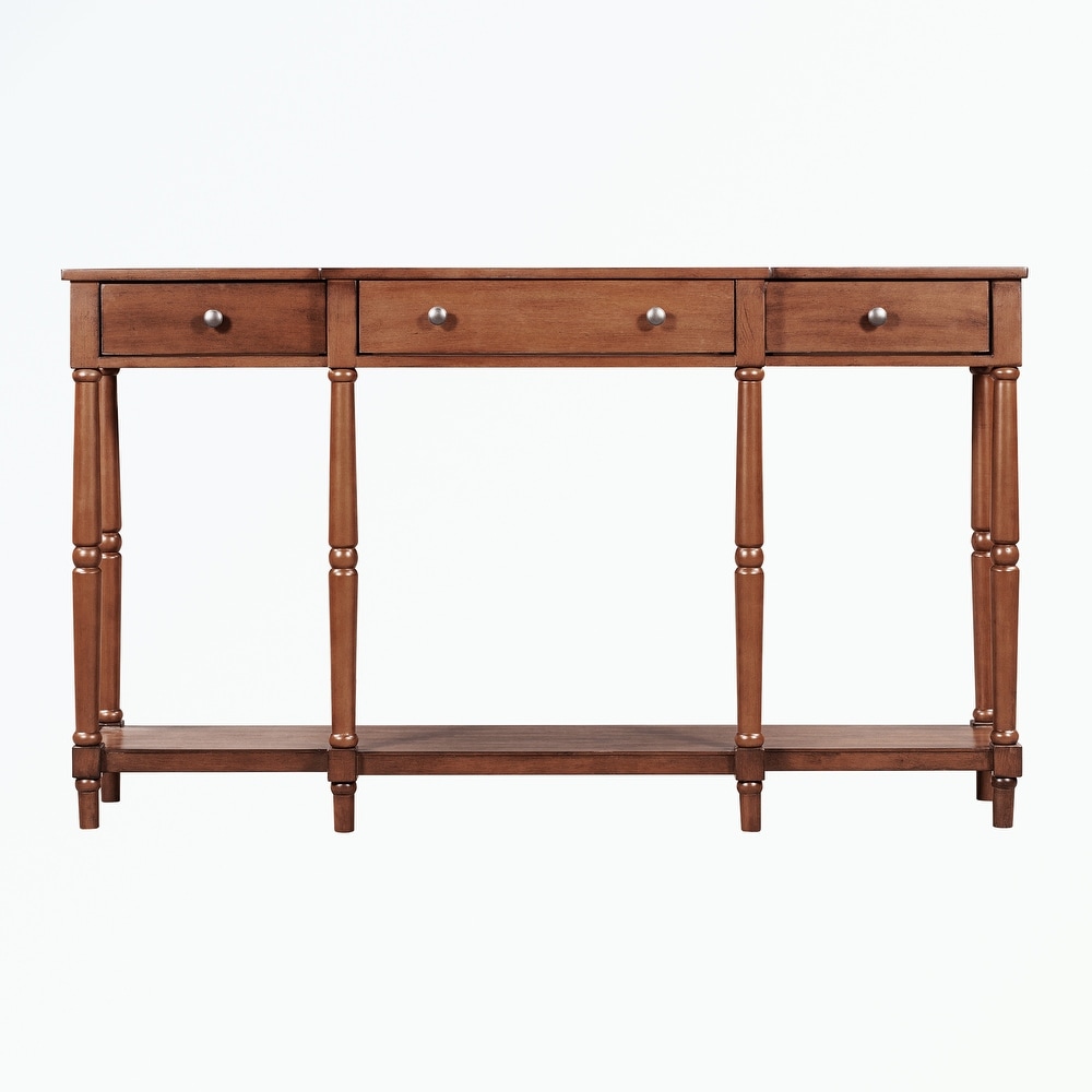 Solid Wood Console Table  with Storage Shelf and Drawer