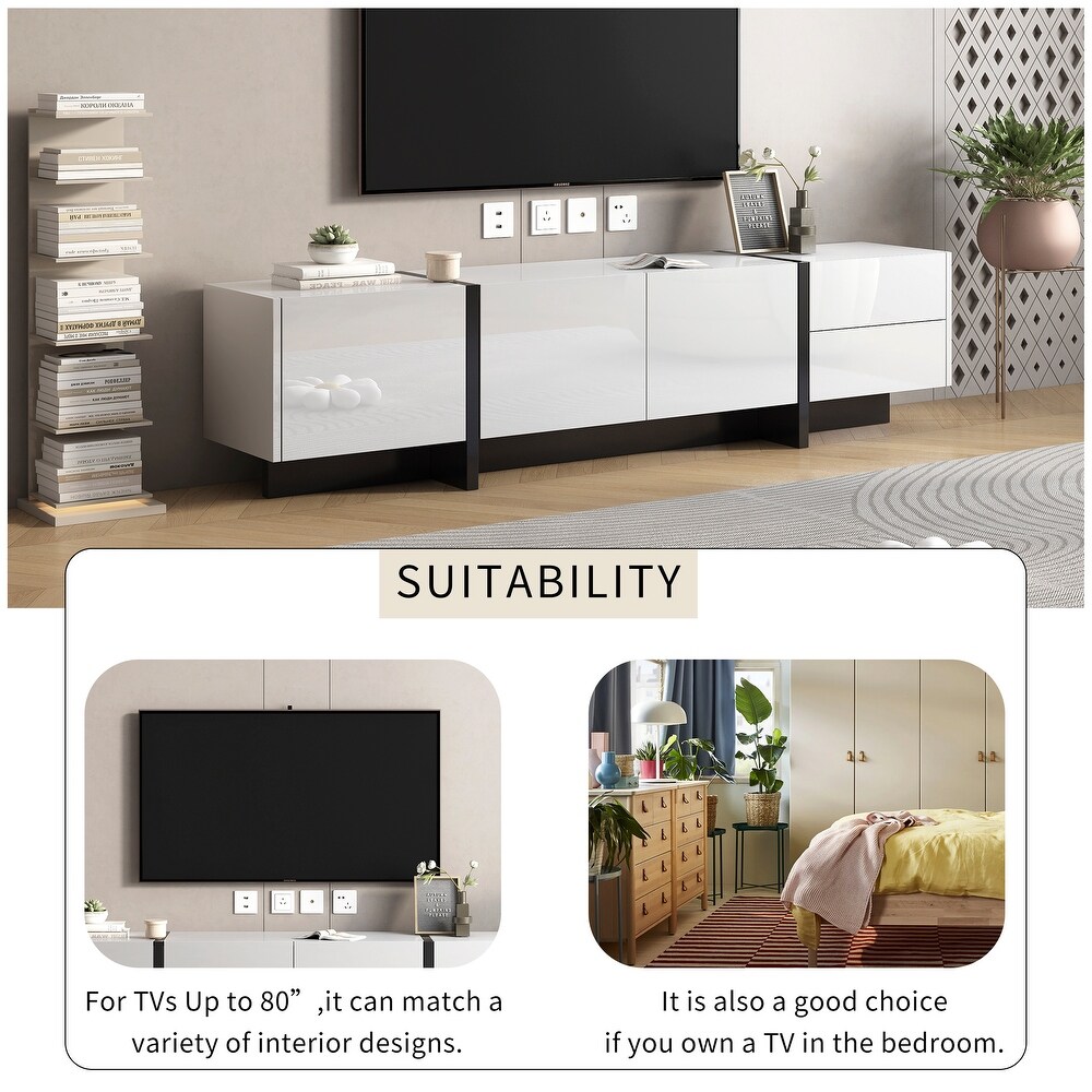 Modern TV Cabinet with High Gloss UV Surface  Unique Style TV Stand for TVs Up to 80\