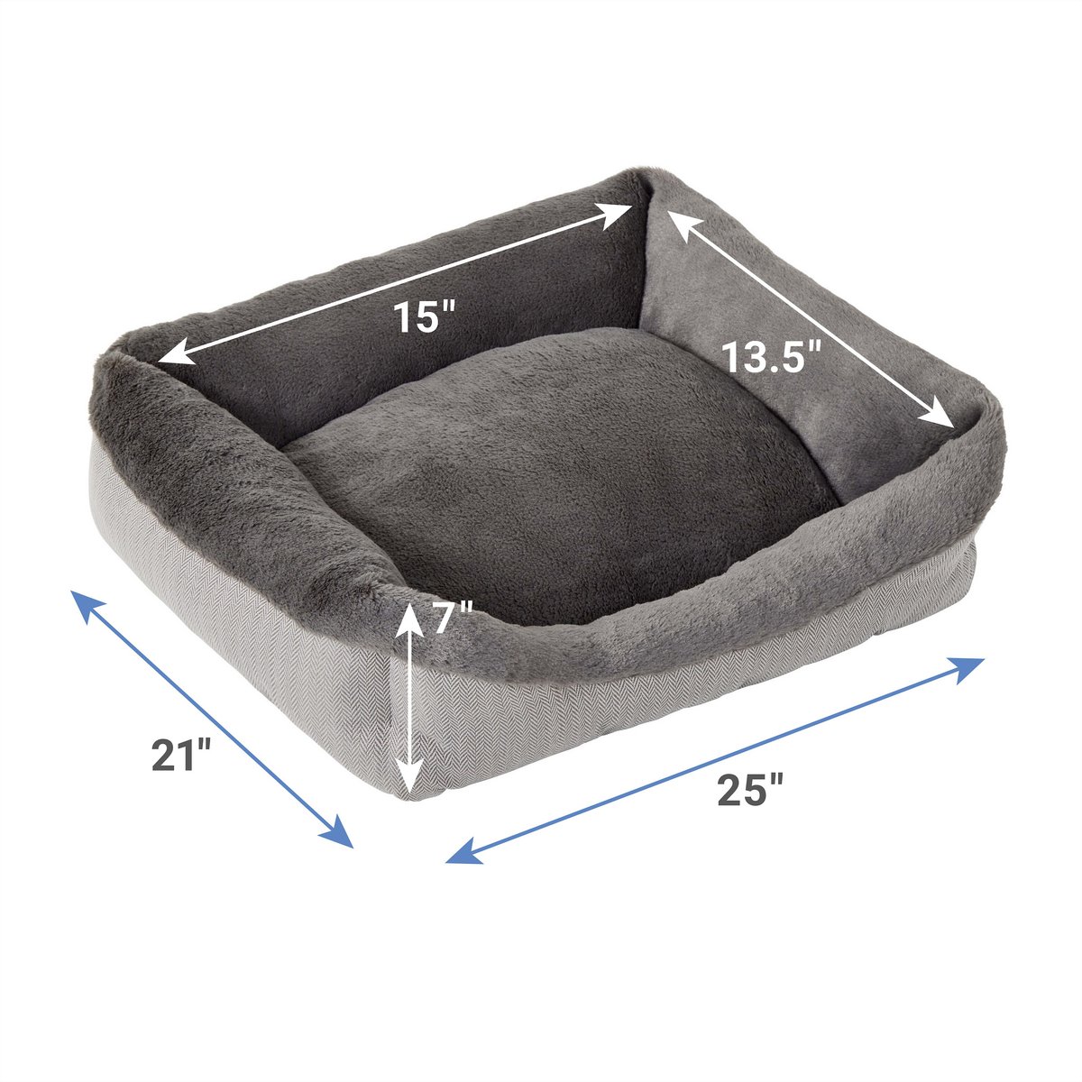 Frisco Herringbone Cuffed Cuddler Dog and Cat Bed