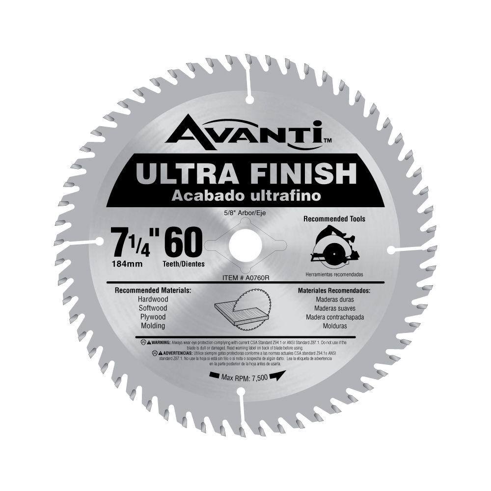 Avanti 7-14 in. x 60-Tooth Carbide Fine Finish Circular Saw Blade A0760R