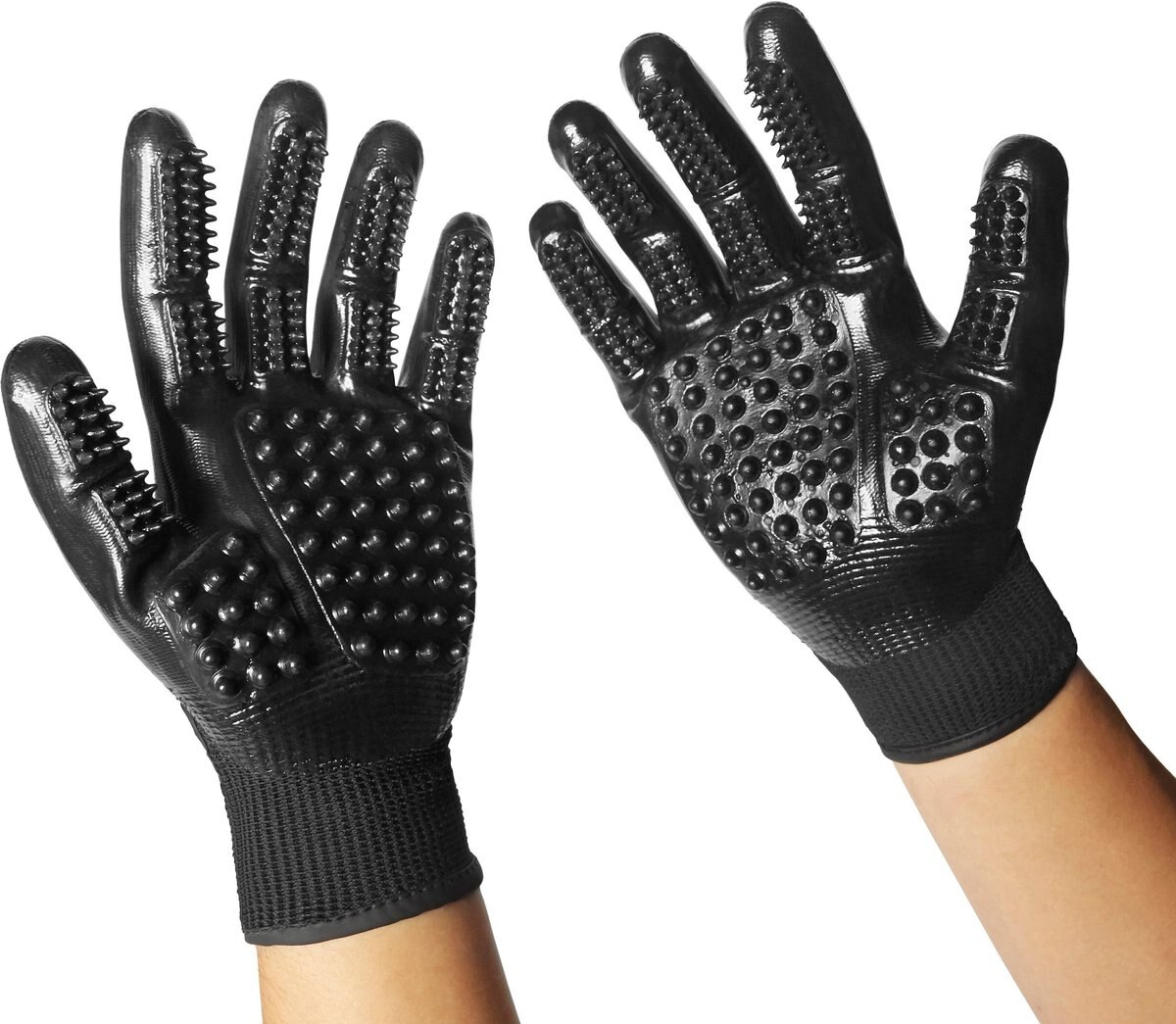 Frisco Dog and Cat Deshedding and Grooming Gloves， Black