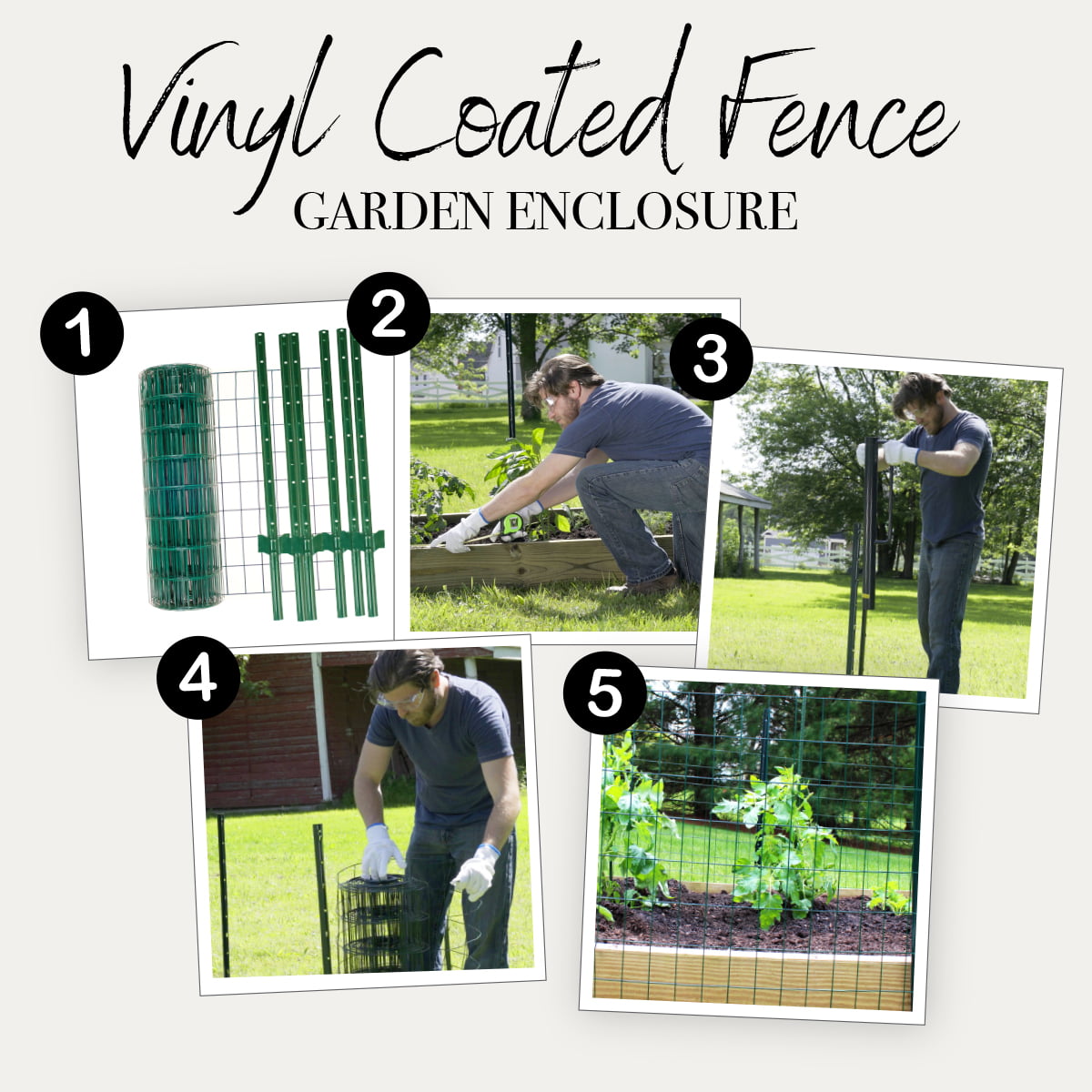 Garden Craft 24in H x 50ft L Green Vinyl Coated Steel Wire Fence with 2in x 3in Openings