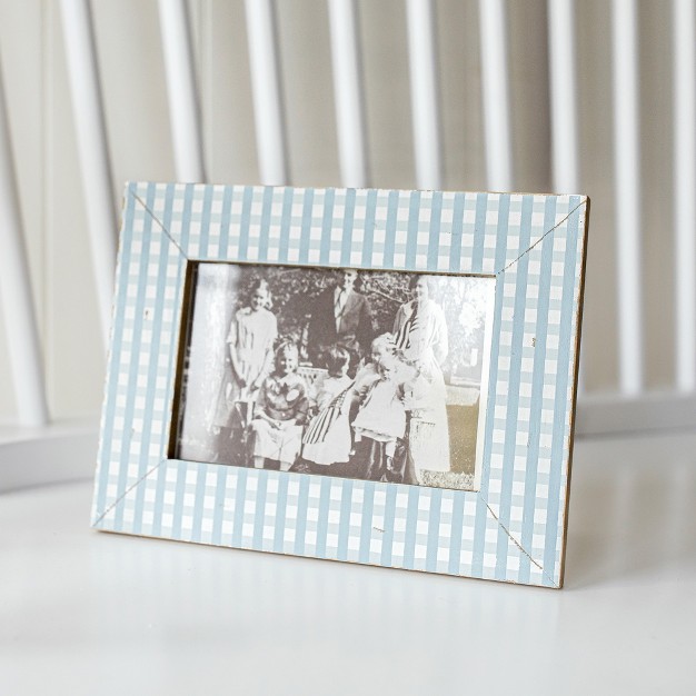 4x6 Inch Blue Plaid Picture Frame Wood Mdf amp Glass By Foreside Home amp Garden