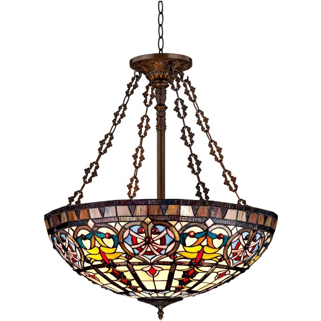 Wide  Style Ornamental Stained Glass Bowl Fixture Dining Room Kitchen