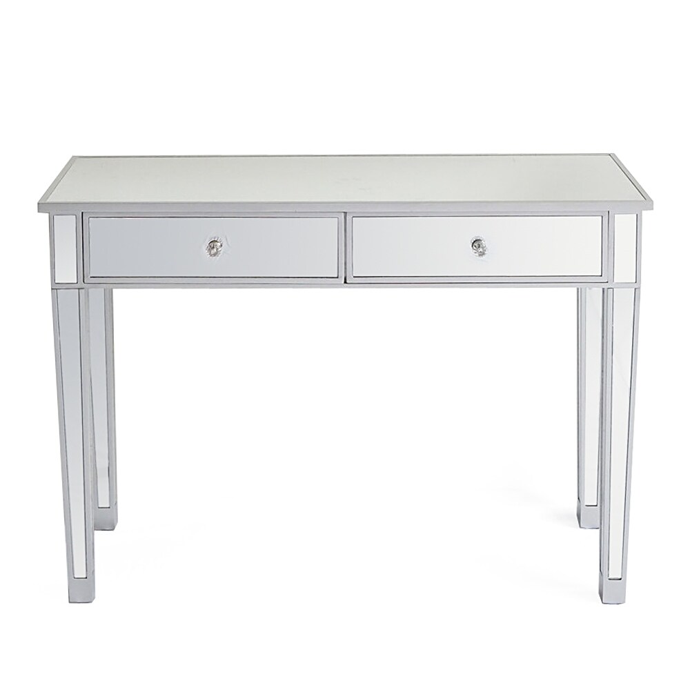 2 Drawers Mirrored Makeup Table Computer Desk Writing Desk   (41.34 x 14.17 x 29.92)\