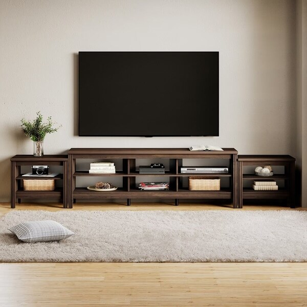 Large TV Stand for 75-85 Inch TV， Entertainment Center and End Table Set