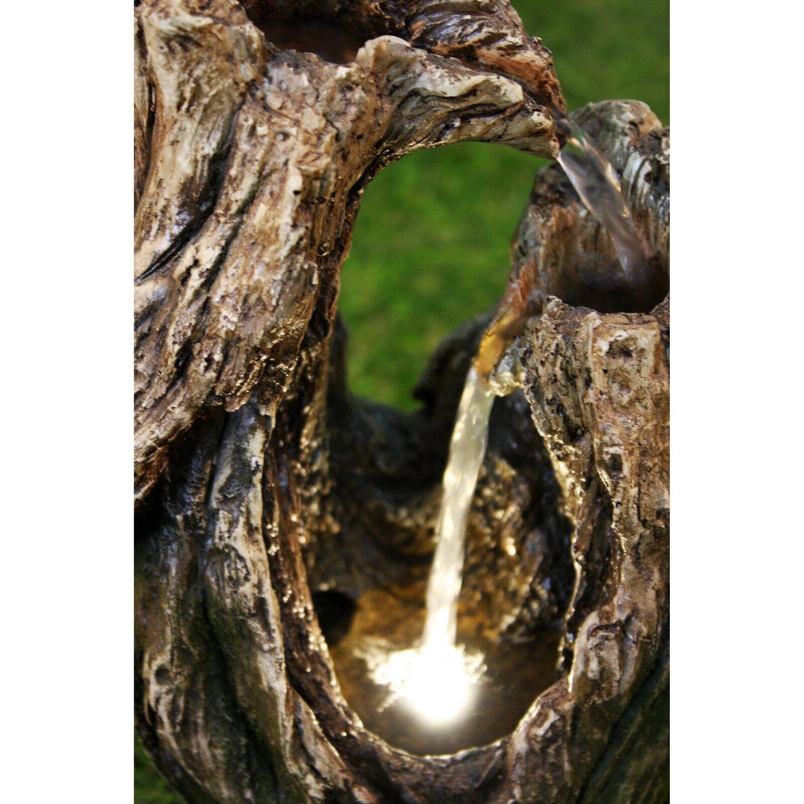 Hi-Line Gift Ltd. Tree Trunk Indoor/Outdoor Tabletop Fountain with LED