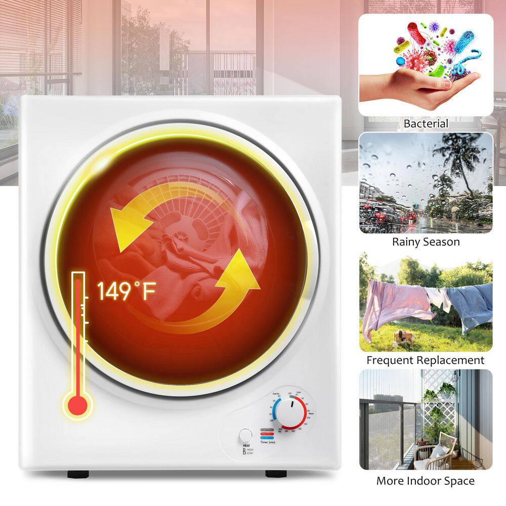 Flynama 1.5 cu.ft 120 V 850 W White Portable Electric Dryer ES289603AAK-E