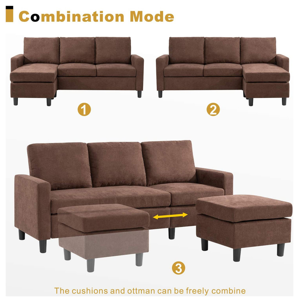 Sectional Sofa Couch with Reversible Chaise L Shaped Couch   Transitional   Sectional Sofas   by Imtinanz  LLC  Houzz