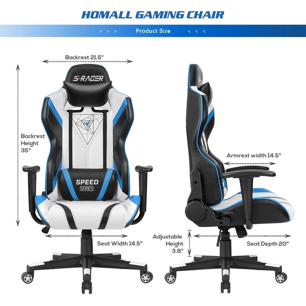 Homall Gaming Chair Racing Office Chair High Back PU Leather Computer Desk Chair Executive and Ergonomic Swivel Chair