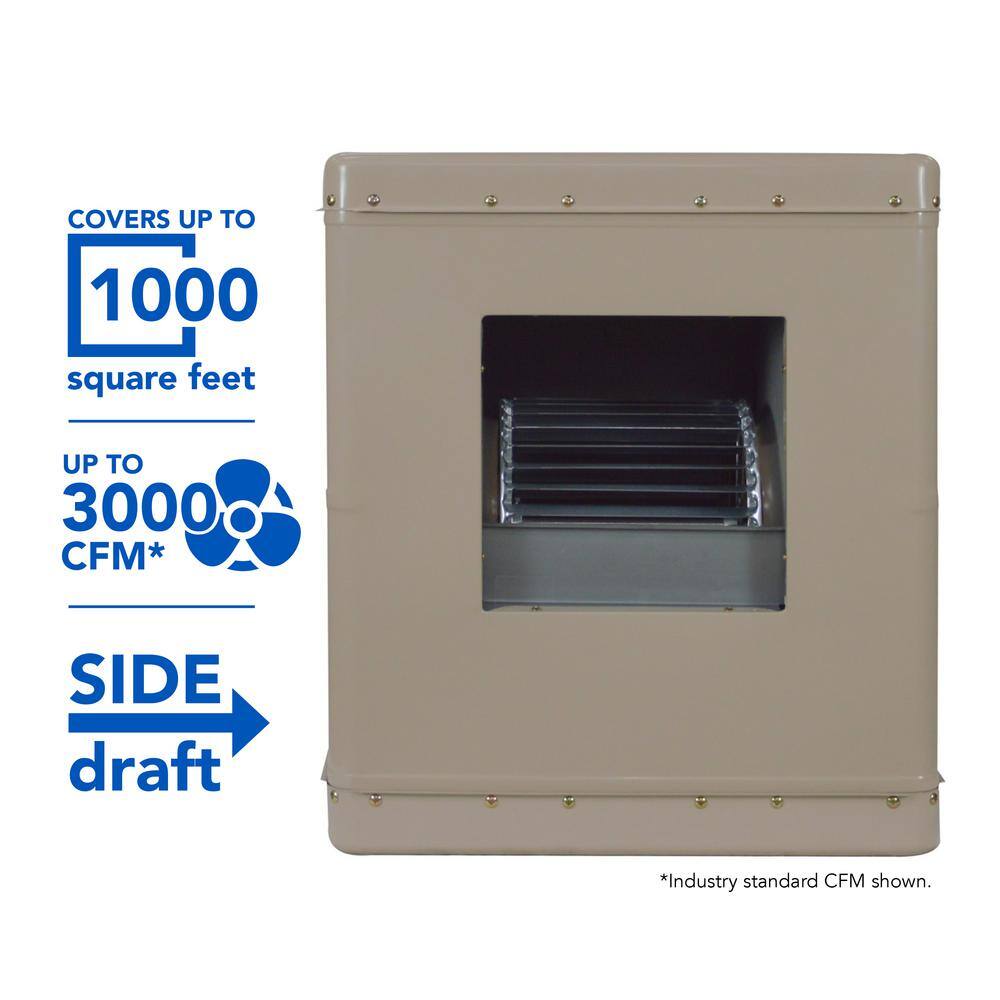 Champion Cooler 3000 CFM Side-Draft WallRoof Evaporative Cooler for 1000 sq. ft. (Motor Not Included) 3000 SD