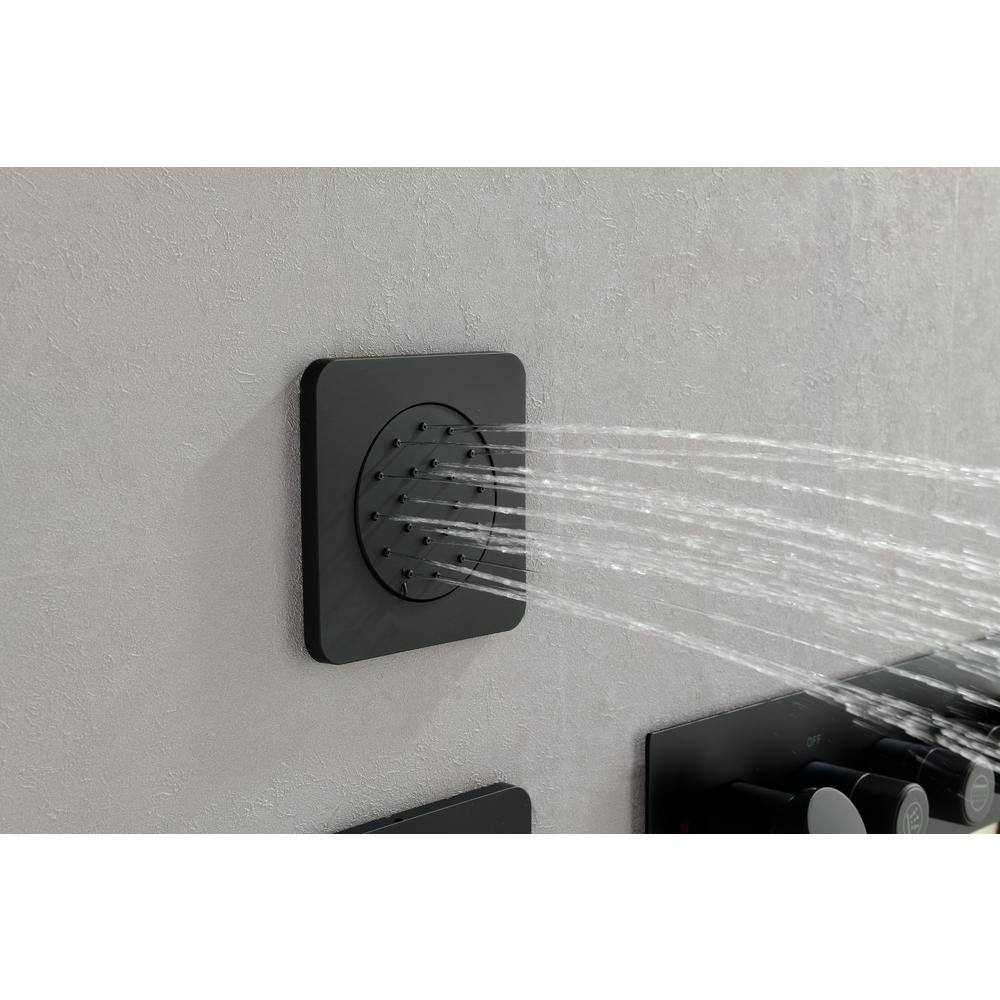 Nestfair 2-Spray Patterns with 2.0 GPM 10 in. Wall Mount Dual Shower Heads with 5 Handles in Matte Black DGP8109B