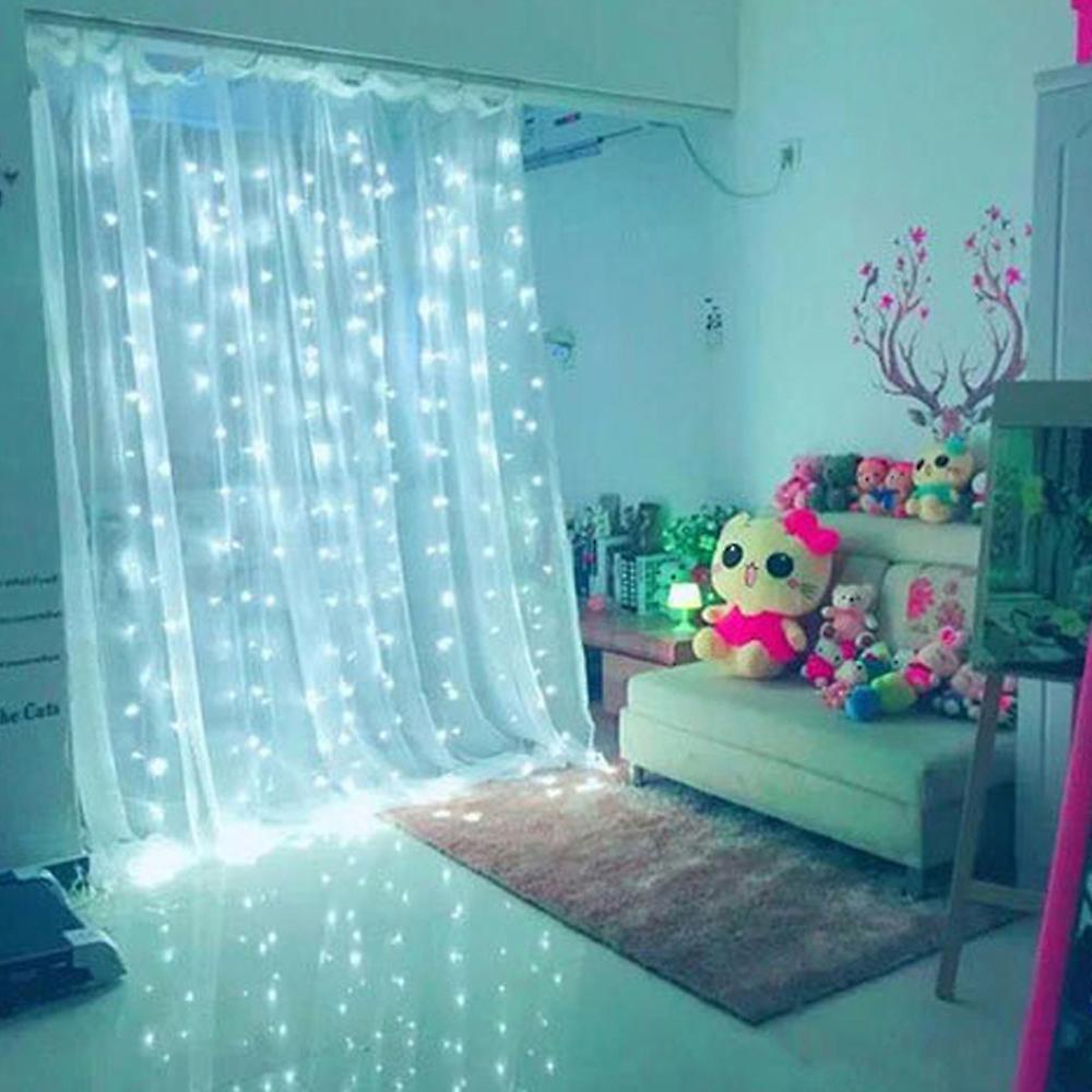 Linkable Led Window Curtain Lights Fairy Party Home Indoor Decoration Lamp Christmas Wedding Bar Holiday Charging No.276264