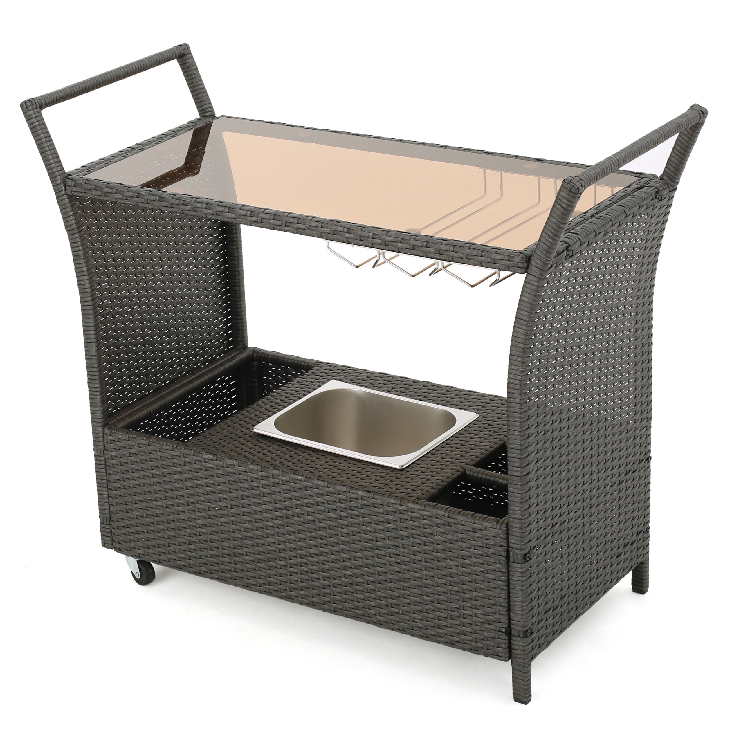 Benett Outdoor Wicker Serving Bar Cart