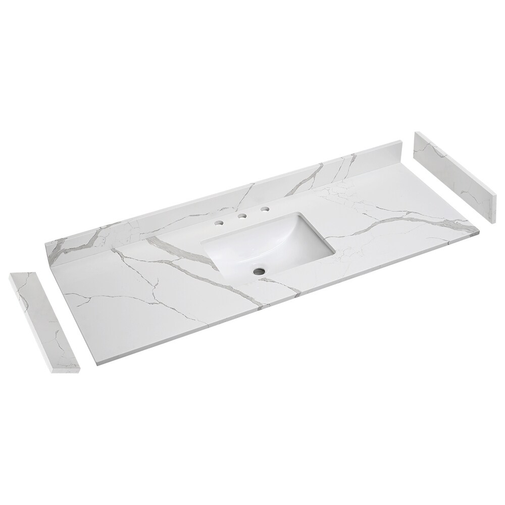 Vanityfair 60 Inch Bathroom Vanity Top in Quartz Stone with Single Sink