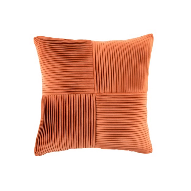 Oversize Sheldon Pleat Solid Square Throw Pillow Orange Lush D cor