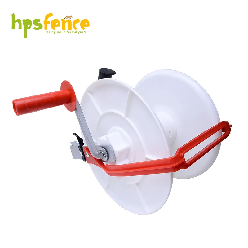 High strength PP material geared electric fence reel with manual multifunctional