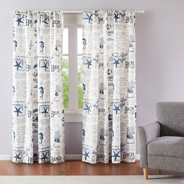 Beach Life Lined Curtain Panel With Rod Pocket Levtex Home