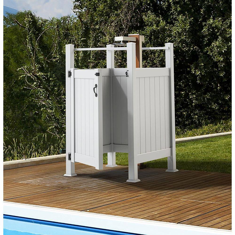 Barrette Outdoor Living 3.5 ft. W x 5 ft. H White Vinyl Outdoor Shower Stall Gate Kit (Unassembled) 73025338