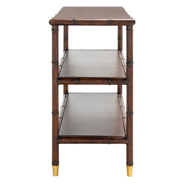 SAFAVIEH Tudor Dark Brown/ Gold 2-Shelf Console Table - 42