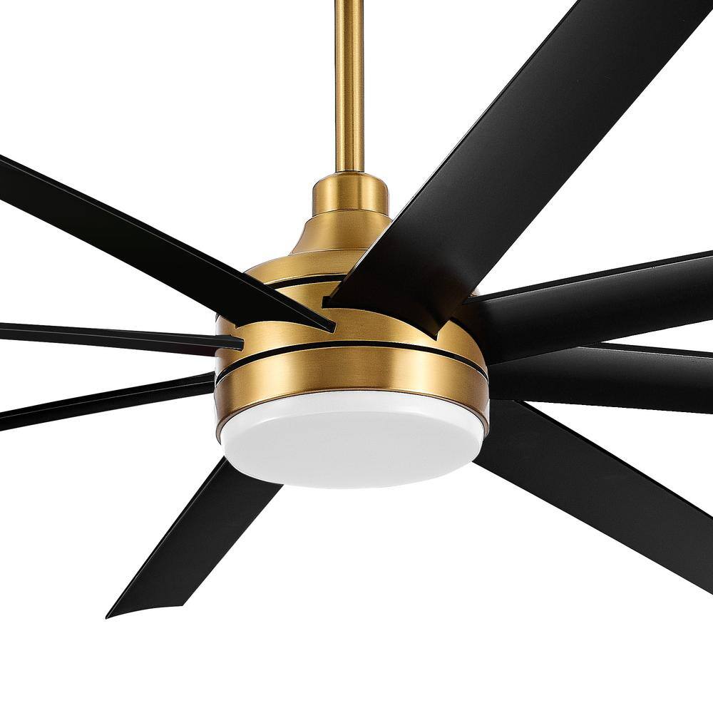 Breezary Archer 65 in. Integrated LED Indoor Black-Blades Gold Ceiling Fan with Light and Remote Control Included 23012-BLK