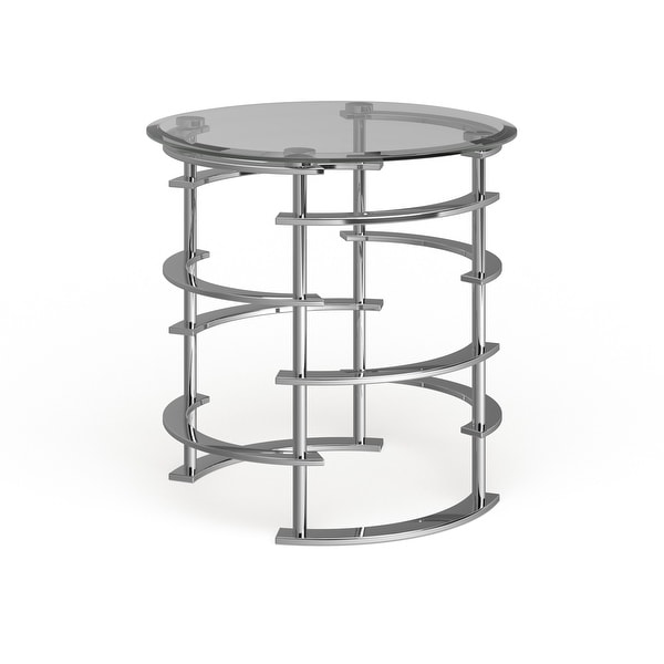 Furniture of America Odella Contemporary Glam 24-inch Glass Top Side Table