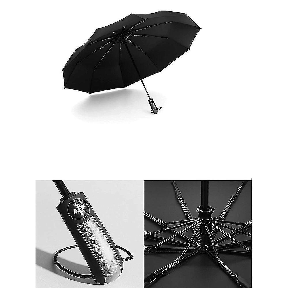 Umbrella Windproof， Stormproof Up To 150 Km/h - Open-close Automatic 210t Nylon Umbrella Water-repellent Small Light Compact 10 Ribs