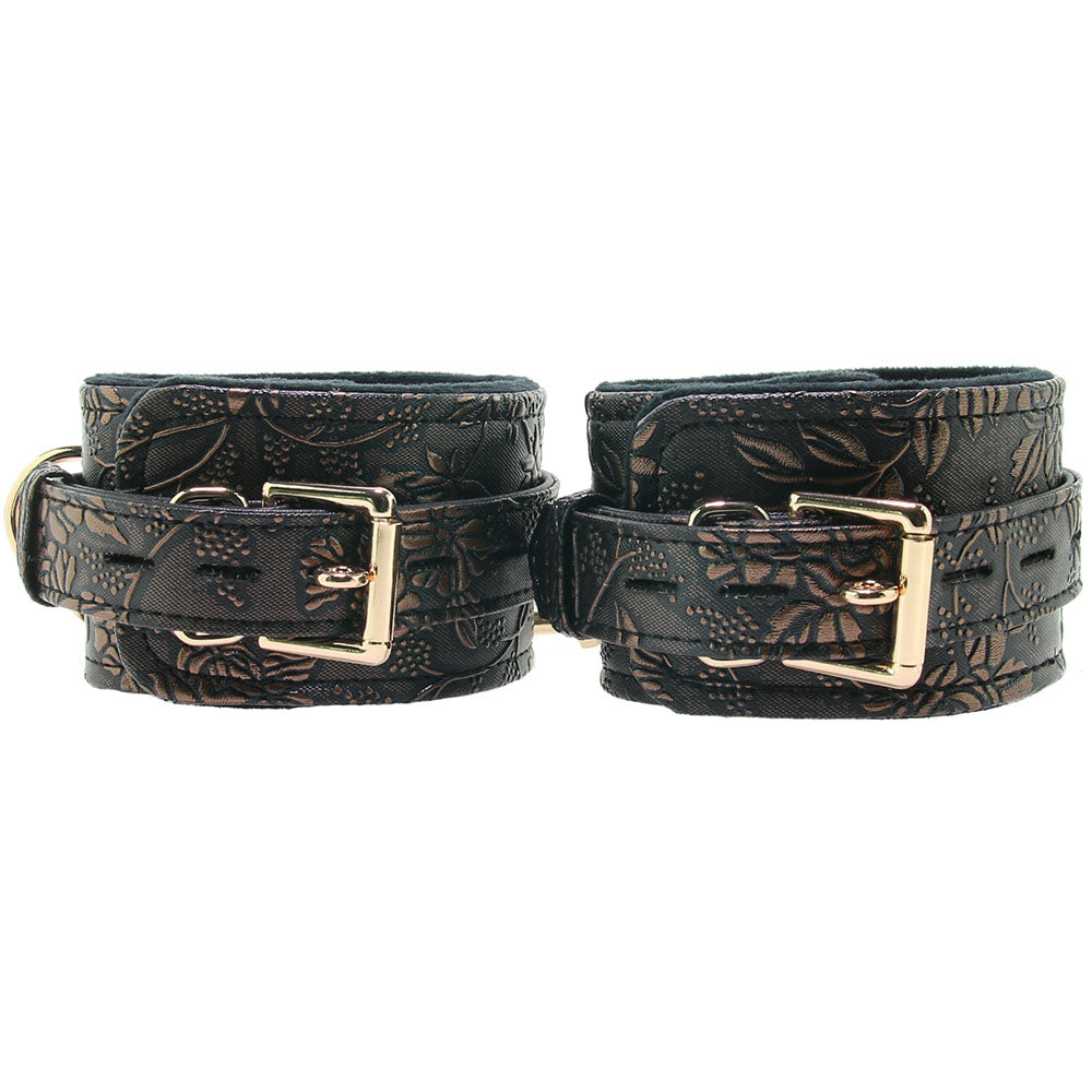 Lockable Lined Wrist Restraint Cuffs in Metallic Floral