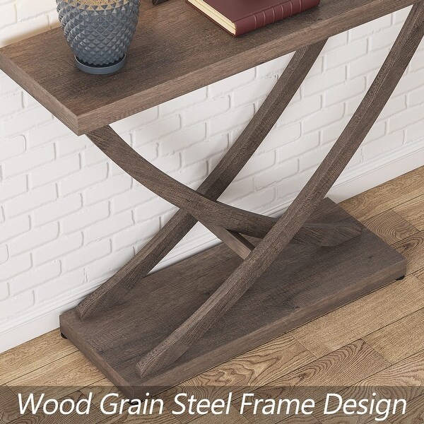 Farmhouse Gray Console Table for Entryway 35inch Wood Sofa Table for Living Room