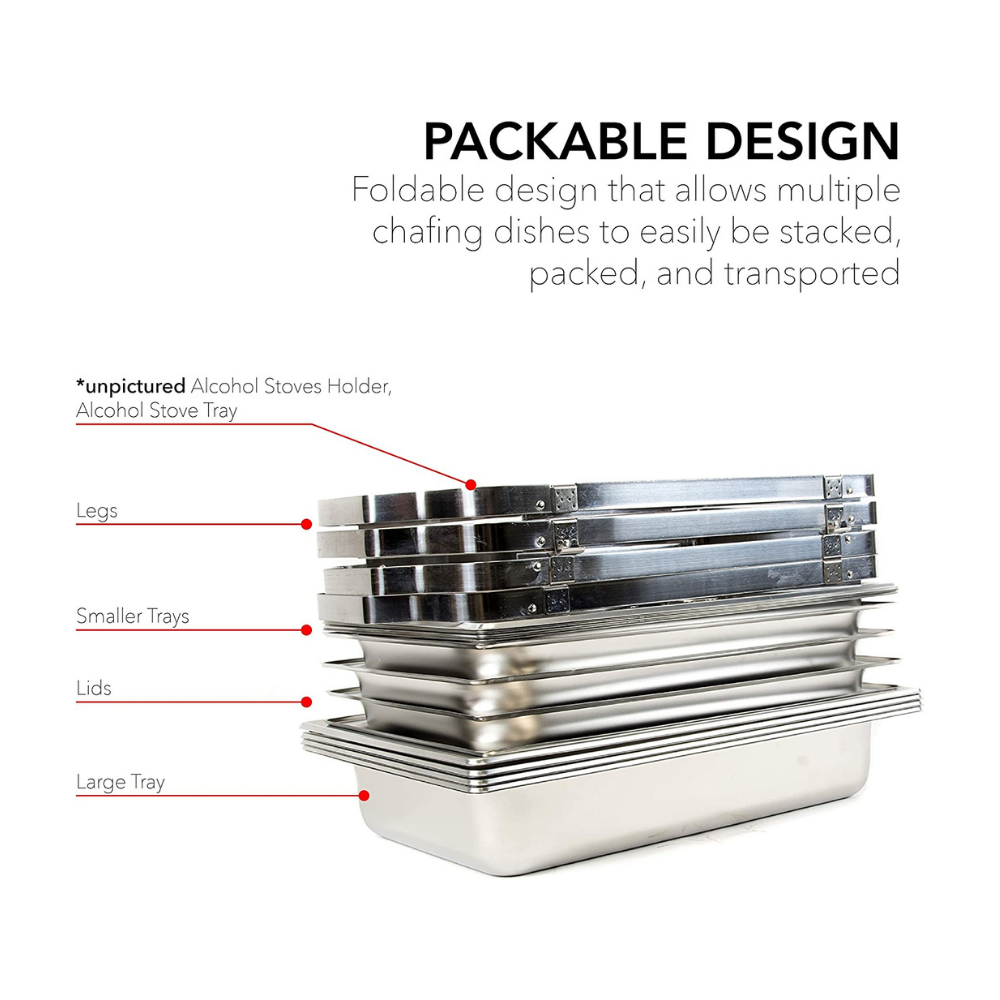 Alpha Living 4 Pack 8 Quart Stainless Steel Chafing Dish