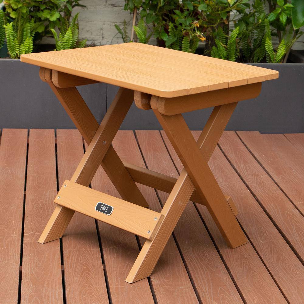 Portable Brown Folding Side Table Square Plastic Wood Table Is Perfect For Outdoor Camping Picnic GM-47