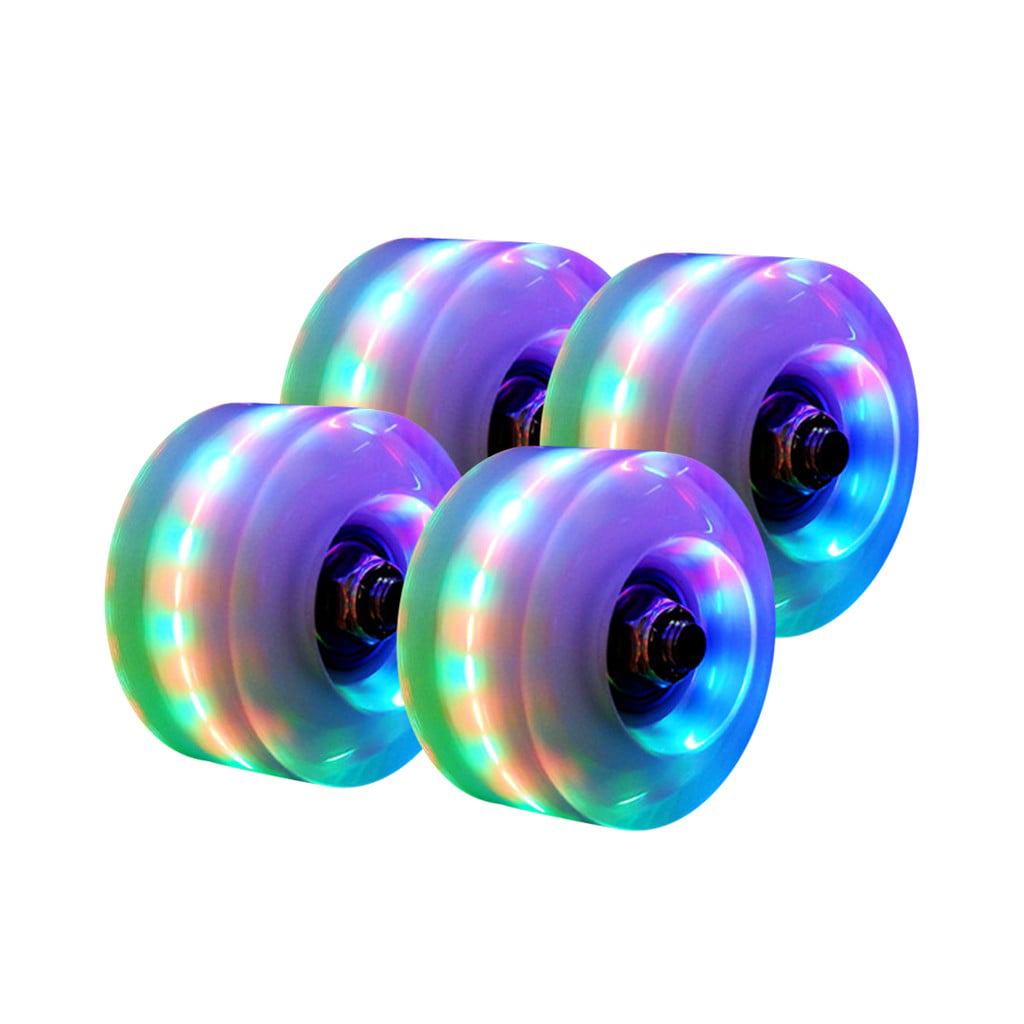 Toyfunnuy Luminous Light Up Quad Roller Skate Wheels with BankRoll Bearings Installed 4PC