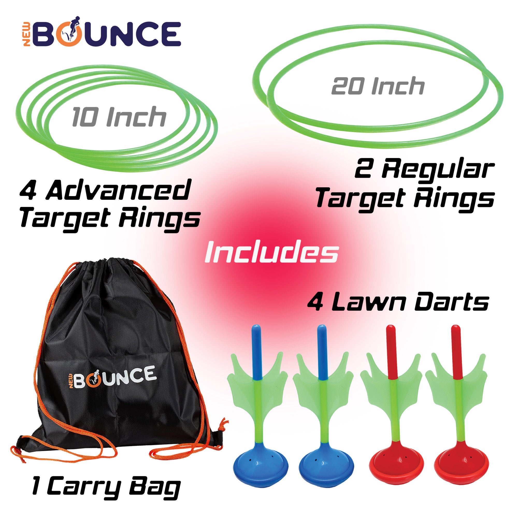 New Bounce Lawn Dart Set for Kids - Glow in The Dark Soft Tip Lawn Darts - Outdoor Lawn Games for Family